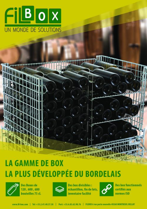 Stratégie de communication pour l'entreprise Filbox: nous avons réalisé une publicité visuellement percutante pour l'annuaire des professionnels du vin dans le Bordelais.